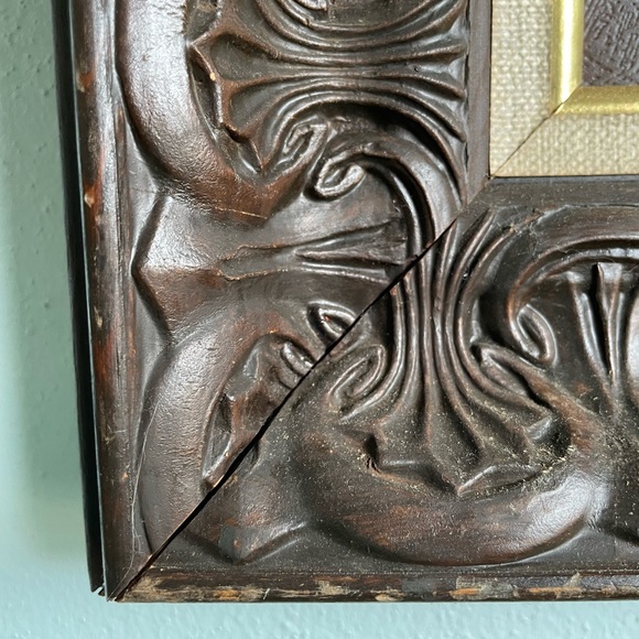 Vintage MCM Art Print "Antique Florals" Still Life in Elaborate Vintage Frame - Picture 3 of 9